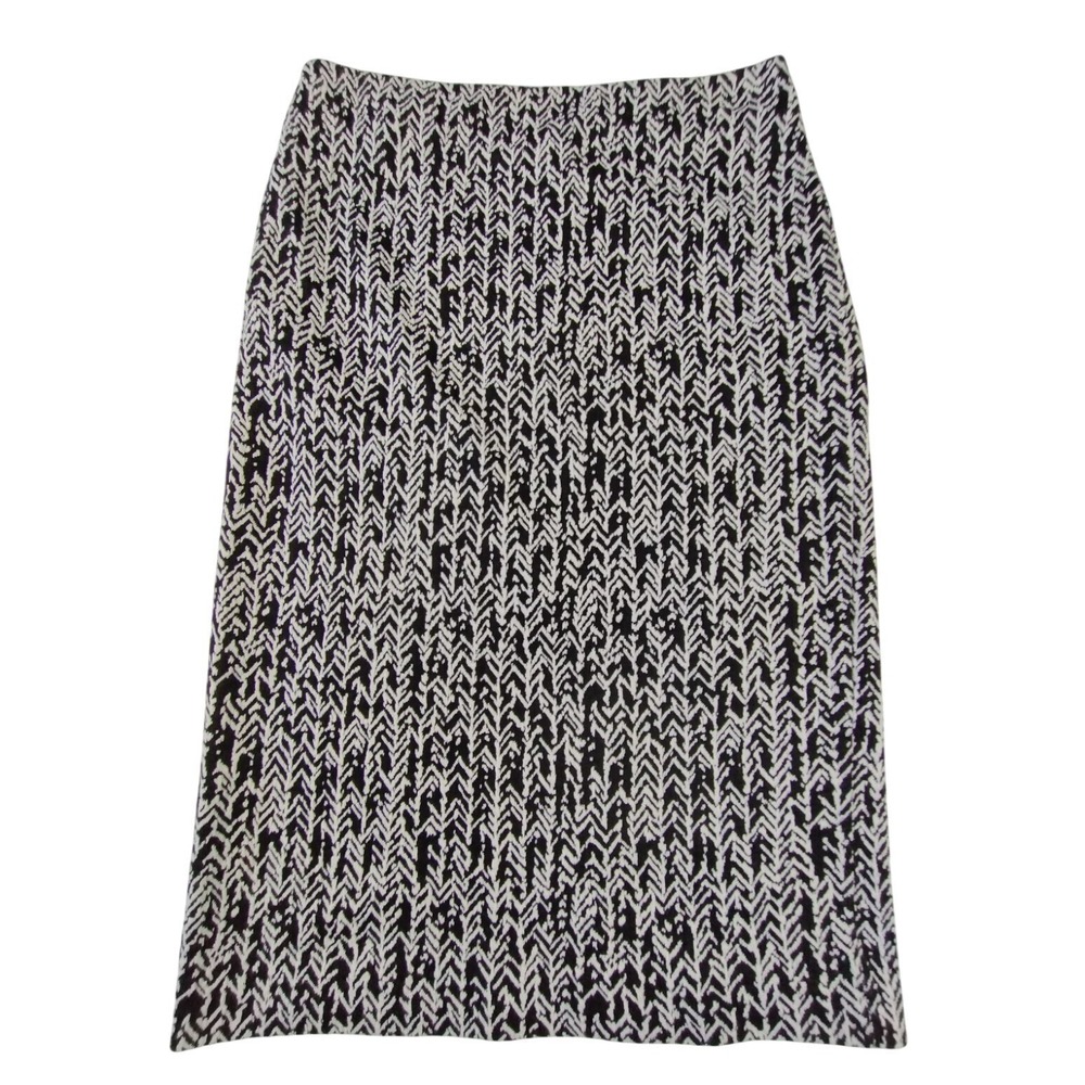 New York & Company Pencil Skirt Womens 6 Black White Chevron Stretch Knit Office